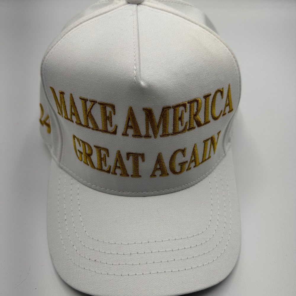 Cali-Fame Trump Make America Great Again Logo White Trucker Hat Cap One Size